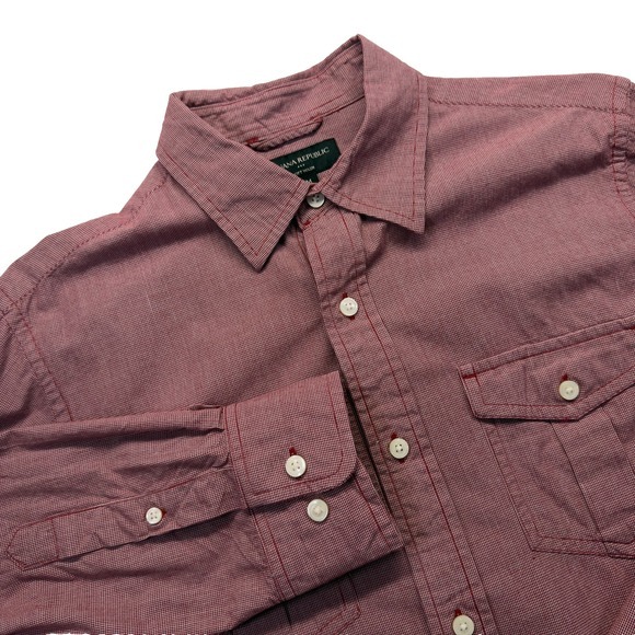 Banana Republic Other - Banana Republic Soft Wash Coronado Shirt Mens M Red Micro Check Cotton